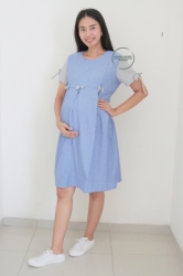 BRIETHA DRESS Hamil Menyusui Katun Resleting Lucu Modis Cantik   DRO 913 2  large
